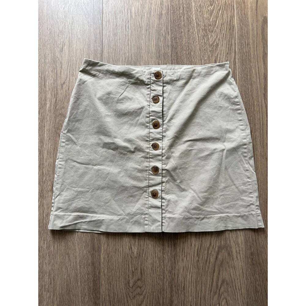 Gap Y2K Vintage Khaki Mini Button Front Skirt Classic Preppy Workwear Sz 12